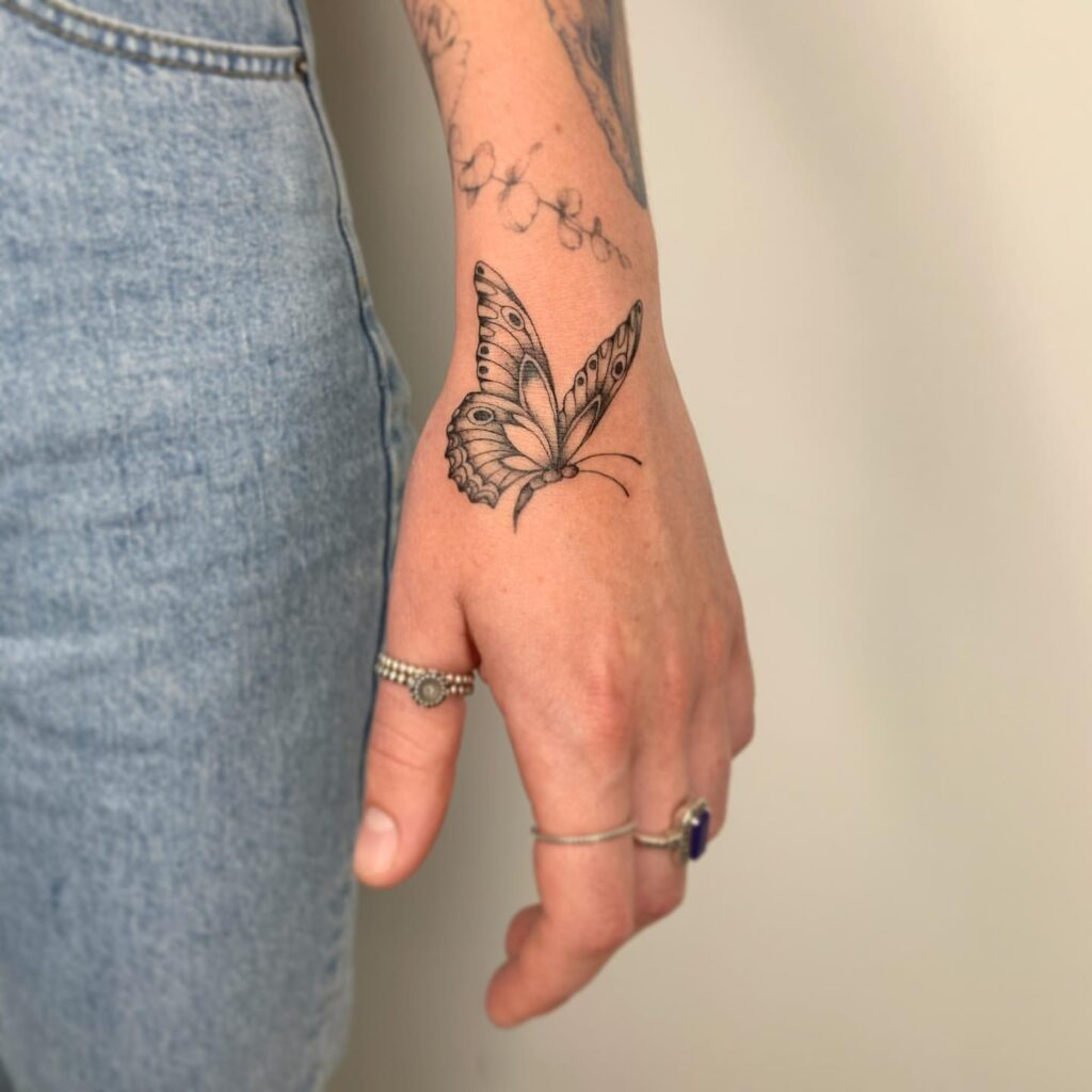 Hand Tattoos for Guys: Butterfly Design