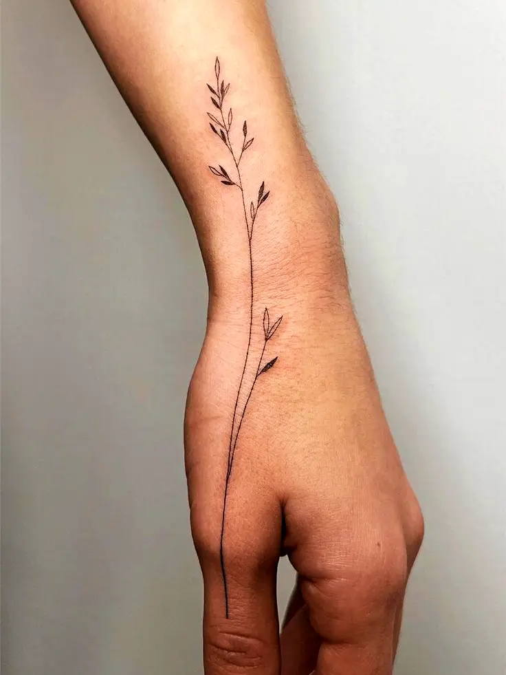 Minimalist Line Art hand tattoo for guys