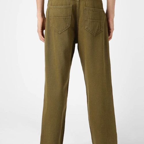 Dark brown or olive denim