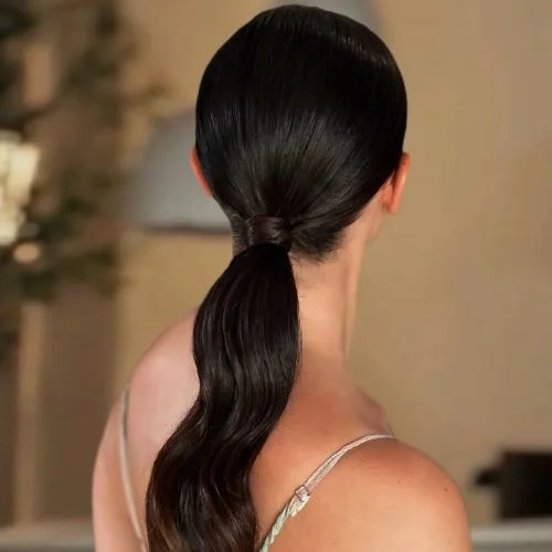 sleek low ponytail