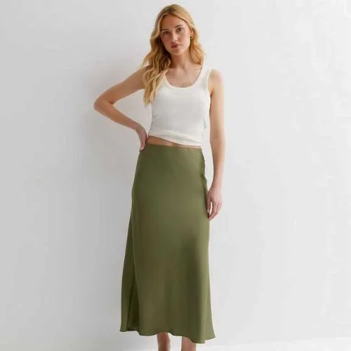 olive midi skirt